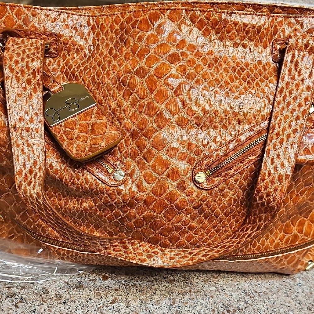 Orange Jessica Simpson Genuine Snakeskin Bag